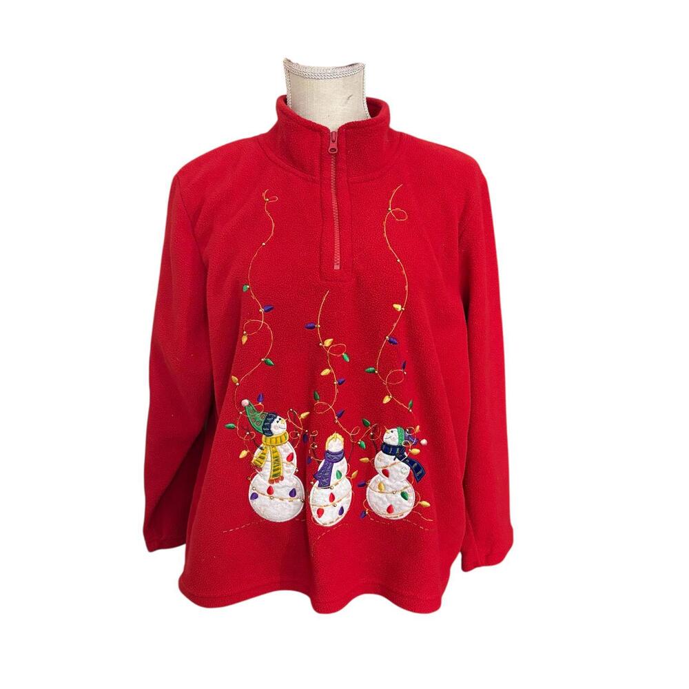 Vtg 90s/y2k fleece snowman sweater sz M/L